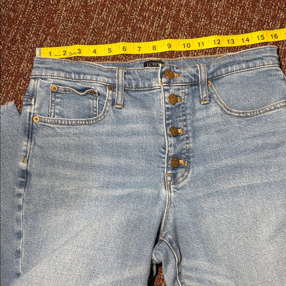 J crew button fly medium/ light wash straight cropped leg denim women’s 30 - Picture 14 of 16